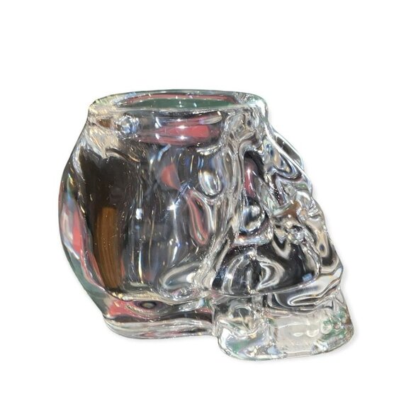Diamond Star Corp “Crystal Skull” Votive Candle Holder Heavy Glass 4” Kensurfs - Picture 2 of 3